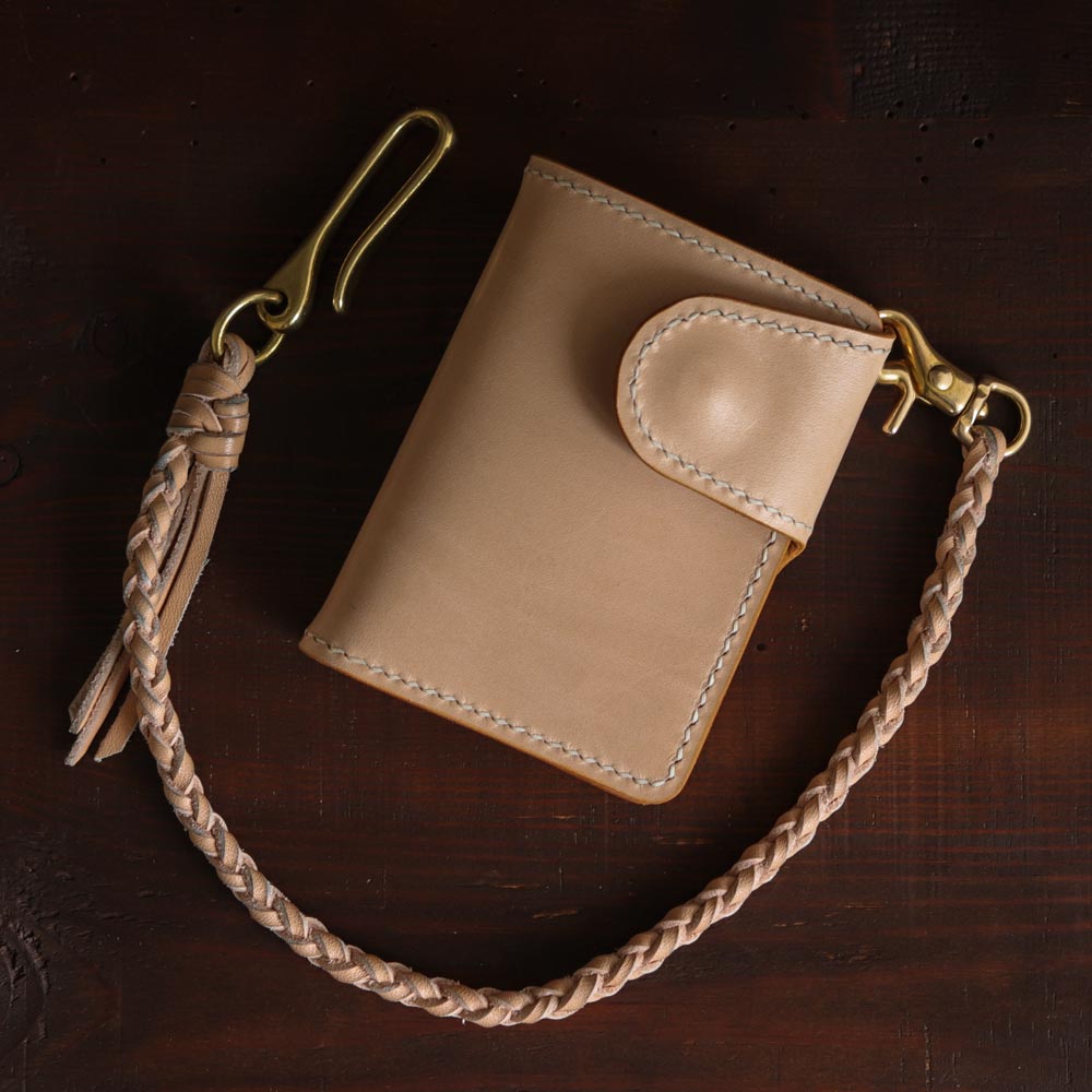 Leather Biker Wallet Natural with Lanyard Leather Biker Wallet Natural with Lanyard